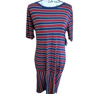 Midi Dress Lularoe XL Dress Julia Striped Dress Blue Red Yellow NWT